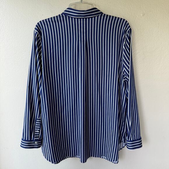 Chico’s Blue White Stripe Buttondown shirt size 20 Classic fit - Picture 6 of 8